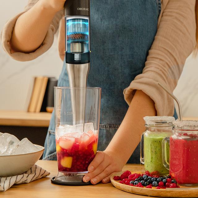 Cecotec Katana 15 TotalDestroy Full B Screen Screen Batidora De Mano Con 1500 W Y Pantalla Digital. Tecnología TotalDestroy Con 4 Cuchillas Recubiertas De Titanio Negro Que Trituran Ingredientes Más Duros En Menos Tiempo. Perr