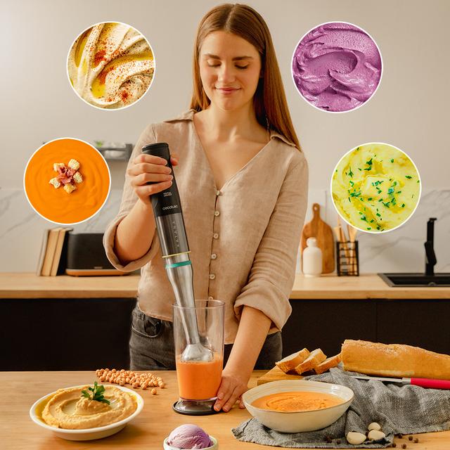 Cecotec Katana 15 TotalDestroy Jar G Batidora De Mano Con 1500 W. Innovadora Tecnología TotalDestroy Con 4 Cuchillas Recubiertas De Titanio Negro Que Giran En Sentido Contrario Y Trituran Ingredientes Más Duros En Menos Tiempo