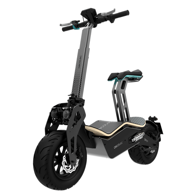Cecotec Makalu Pro Ciclomotor eléctrico con una potencia nominal de 1000 W y potencia máxima de 1600 W. Doble suspensión autonomía de 45 km y batería extraíble de litio. Velocidad máxima 40km/h Ciclomotor eléctrico