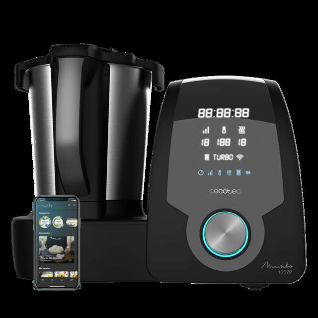 Cecotec Mambo 10070. Robot de Cocina Multifunción con Cuchara MamboMix 30 Funciones Báscula incorporada Jarra de Acero INOX de 3 3 L Apta para lavavajillas Robot de cocina con APP