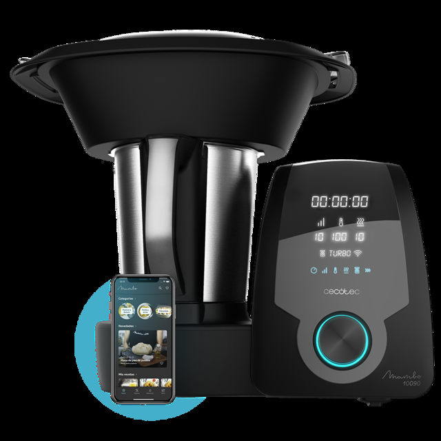 Cecotec Mambo 10090 Robot De Cocina Multifunción Con App Cuchara MamboMix Jarra Habana Con Revestimiento Cerámico 30 Funciones Jarra De Acero INOX 3 3l Apta Para Lavavajillas Báscula Incorporada Robot De Cocina Con APP