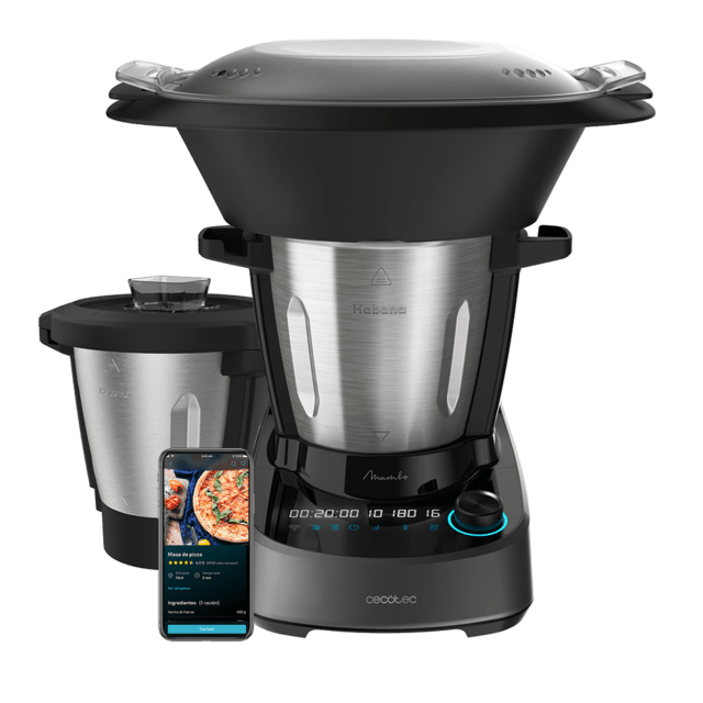 Cecotec Mambo 11090 Habana Robot de cocina wifi con 37 funciones APP sistema autolimpieza accesorios OneClick báscula integrada jarra inox y jarra antiadherente Habana Robot de cocina