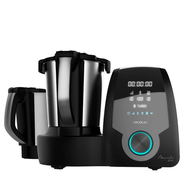 Cecotec Mambo 9590 Robot de Cocina Multifunción cuchara MamboMix Jarra Habana 30 funciones báscula incorporada jarra de acero inoxidable de 3.3 L apta para lavavajillas recetario Robot de cocina con báscula integrada  
