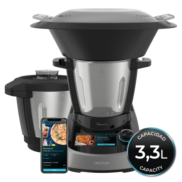 Cecotec Mambo Touch con Jarra Habana Robot de Cocina Multifunción. 1600 W 37 Funciones Pantalla Táctil TFT 5" con Recetario Integrado 3 3 Litros APP Báscula y Jarra de Acero Inox + Habana Robot de cocina