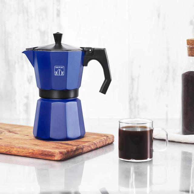 Cecotec MokClassic 300 Blue. Cafetera Italiana Fabricada En Aluminio Fundido Hacer Café Con El Mejor Cuerpo Y Aroma Para 3 Tazas De Café Cafetera Italiana