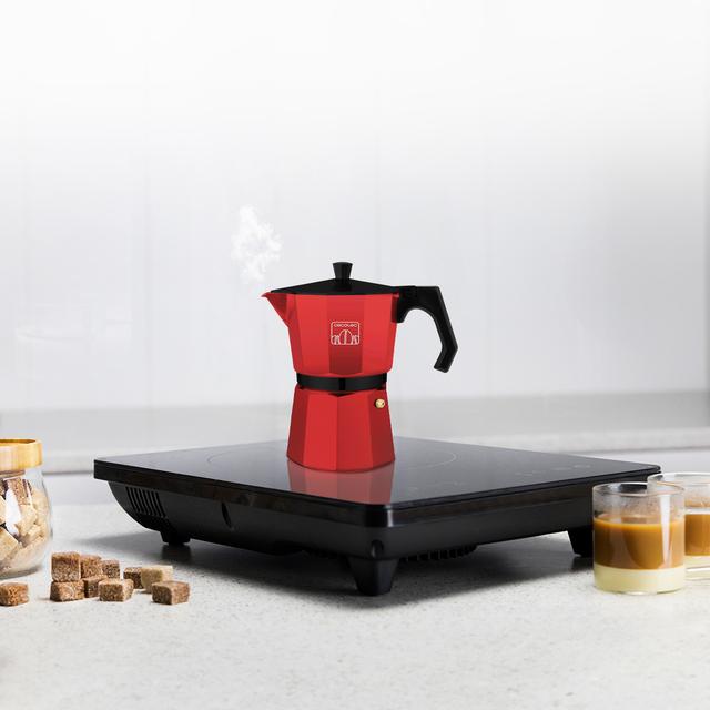 Cecotec Mokclassic 300 Red Cafetera Italiana De Aluminio Con Capacidad Para 3 Tazas De Café En Color Rojo Apta Para Diferentes Tipos De Cocina Y Fácil De Limpiar. Cafetera Italiana