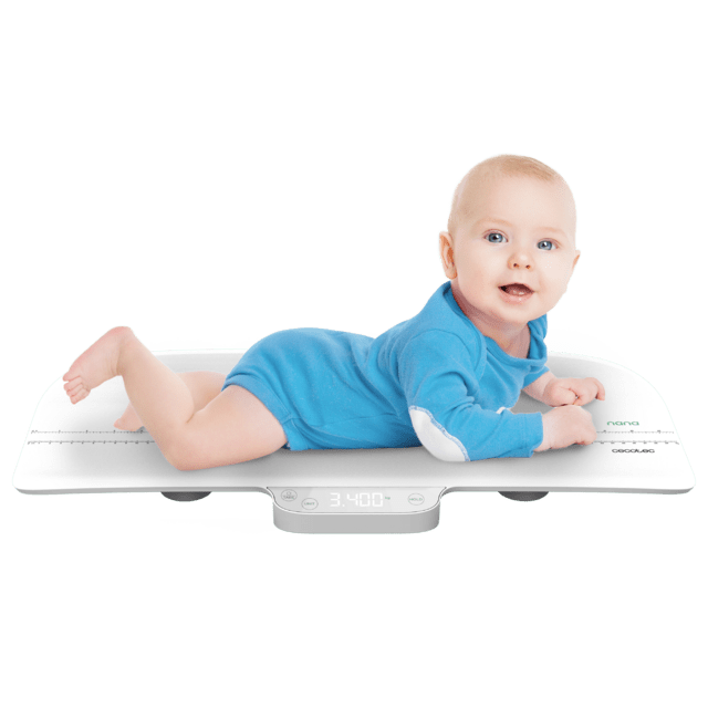 Cecotec Nana BabyCare SmartWeight Báscula de bebé que mide hasta 40 kg con metro incorporado (hasta 60 cm) apagado automático función de tara y hold y pantalla LED. Báscula de bebé 