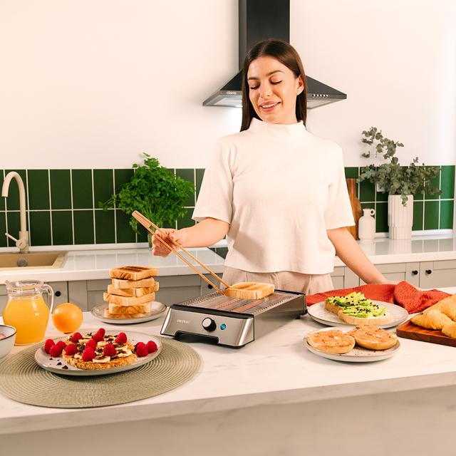 Cecotec NiceSlice Inox Tostador Plano Horizontal De Tres Resistencias Con 1000 W Para Todo Tipo De Pan O Bollería. Tostador Plano Horizontal