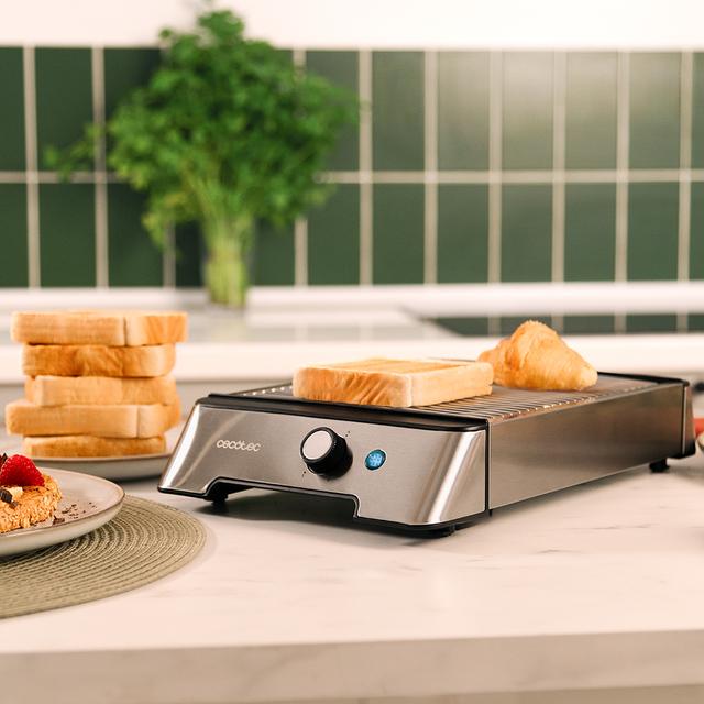 Cecotec NiceSlice Inox Tostador Plano Horizontal De Tres Resistencias Con 1000 W Para Todo Tipo De Pan O Bollería. Tostador Plano Horizontal