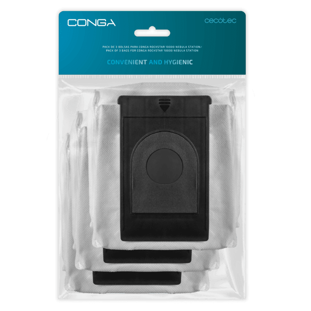 Cecotec Pack de 3 bolsas para Conga Rockstar 10000 Nebula Station Pack 3 bolsas de autovaciado de polvo para Conga Rockstar 10000 Nebula Pack 3 bolsas 
