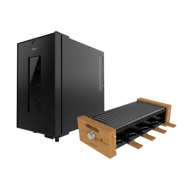 Cecotec Pack GrandSommelier 820 CoolCrystal + Cheese&Grill 8200 Wood BlackVinoteca y raclette
