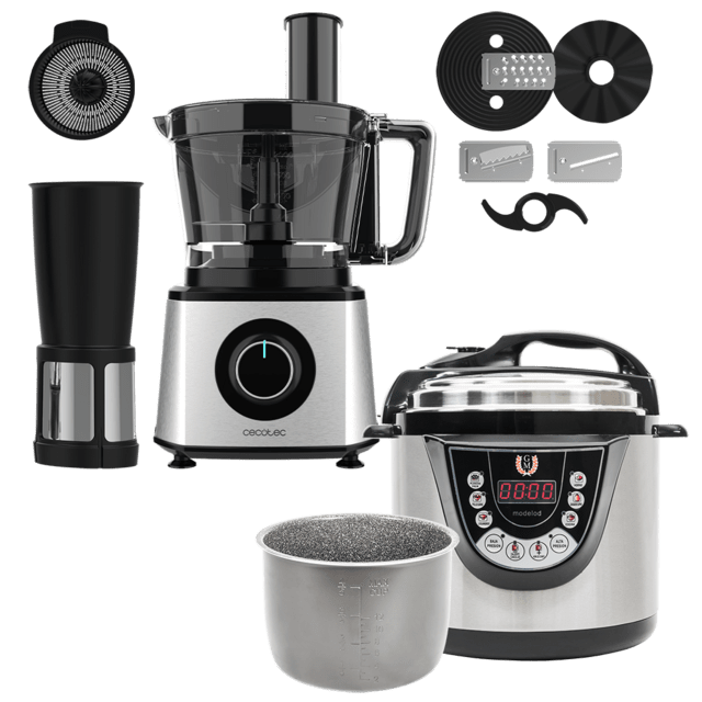 Cecotec Pack Olla GM D + Cubeta Excelsor 6L + Foodprocessor Paprika 2000 Olla programable + cubeta + procesador de alimentos