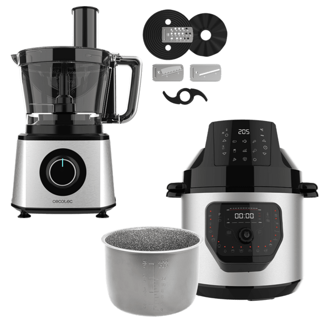 Cecotec Pack Olla GM H Fry + Cubeta Excelsor 6L + Foodprocessor Paprika 2000Full Olla programable + Cubeta de 6L + Procesador de alimentos