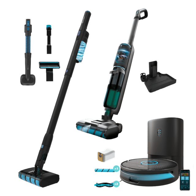 Cecotec Pack Robot aspirador Conga 12090 Twice Roller Home&Fill + Conga Scoba 2100 Twice Animal + FreeGo Wash&Vacuum Spray Robot aspirador láser y friegasuelos con base de autovaciado + Aspirador escoba + Fregona eléctrica