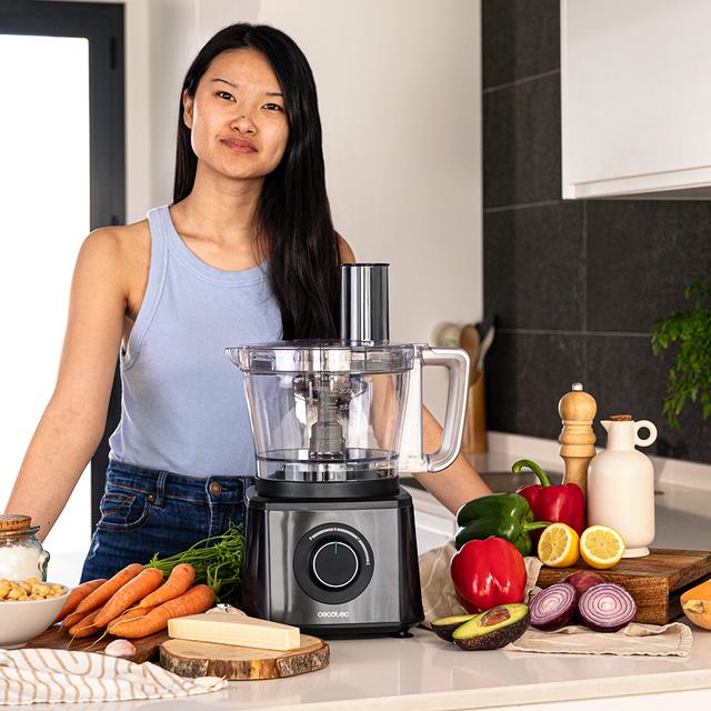Cecotec Paprika 2000 Full Procesador De Alimentos Con Potencia Máxima De 2000 W Cuerpo De Acero Inoxidable 2 Velocidades Y Pulse. Incluye Bowl De 3 5 L. Accesorios: 3 Discos De Corte Disco Para Cremas Cuchilla Para Picar Y Cuch