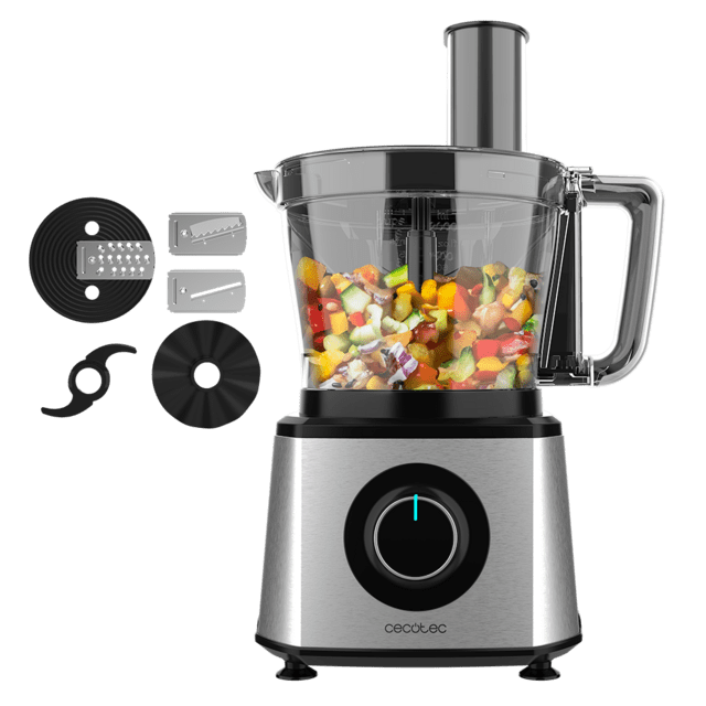 Cecotec Paprika 2000 Procesador De Alimentos Con Potencia Máxima De 2000 W Cuerpo De Acero Inoxidable 2 Velocidades Y Pulse. Incluye Bowl De 3 5 L. Accesorios: 3 Discos De Corte Cuchilla Para Picar Y Cuchilla Para Amasar. Proce