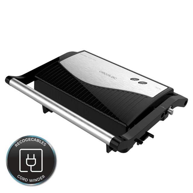 Cecotec Parrilla Eléctrica Rock'nGrill 750 Full Open. 750 W Plancha Sandwichera Revestimiento de Piedra RockStone Apertura de 180º Superficie 23x14 5 Pinza de cierre y Hueco recogecables Parrilla grill eléctrica