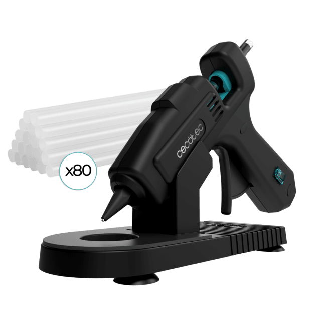 Cecotec Perfect Fix 100 Pro Pistola de silicona caliente con 100W de potencia. Calentamiento ultrarapido. Hasta 180ºC. Incluye protector de mesa y 80 barras de silicona. Pistola de silicona caliente