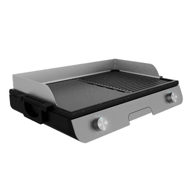Cecotec PerfectRoast 3000 Inox. Barbacoa Eléctrica De Sobremesa De 3000 W Superficie De Cocinado Mixta Revestimiento Antiadherente Rockstone Termostato Regulable Bandeja Recogegrasas Barbacoa Eléctrica