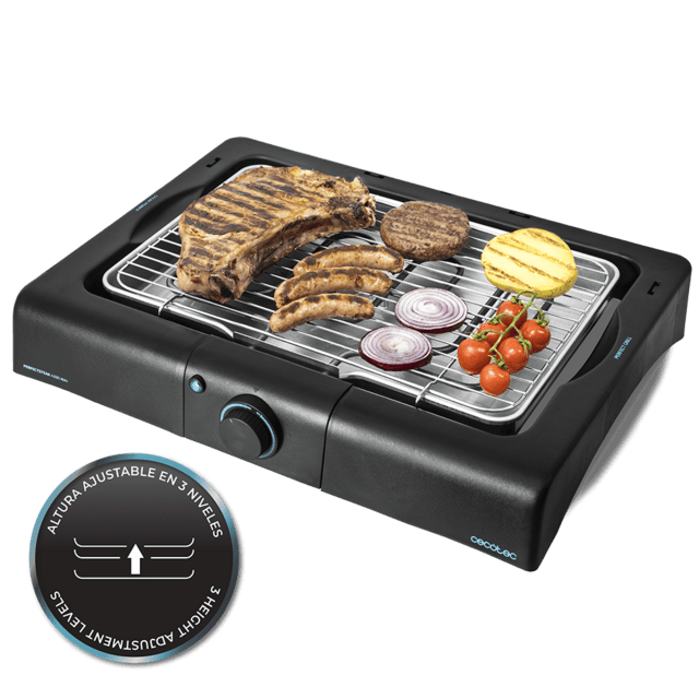 Cecotec PerfectSteak 4200 Way Barbacoa Eléctrica De Sobremesa De 2400 W Parrilla De Acero Inoxidable Y Altura Ajustable A 3 Niveles. Barbacoa Eléctrica De Mesa Con Parrilla