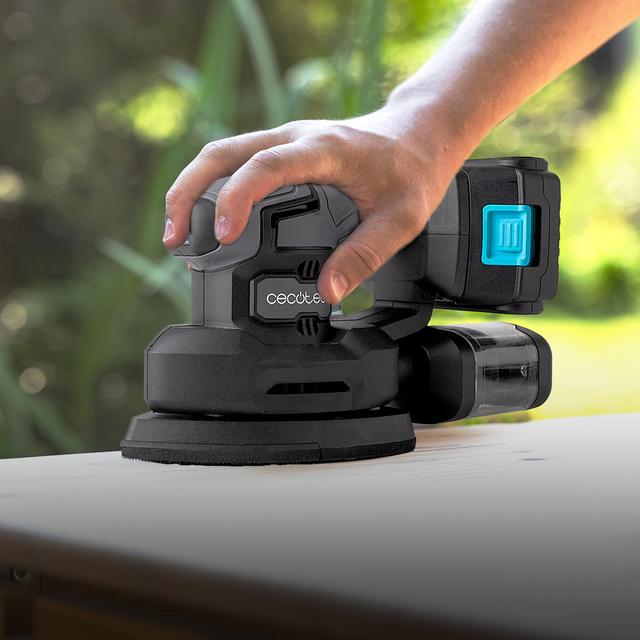 Cecotec PerfectSurface 2120 Delta Lijadora Orbital Delta A Batería 21V. Incluye Accesorio FingerDetail Y 12 Recambios. Libertad Movimiento. Incluye Depósito De Polvo Y Conexión Para El Aspirador. Lijadora Orbital