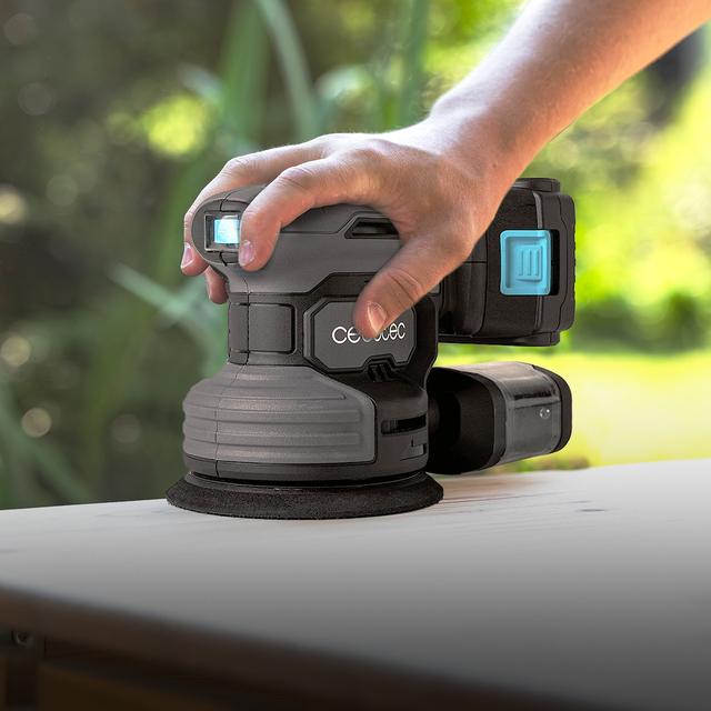 Cecotec PerfectSurface 2120 Rotate Lijadora Rotorbital A Batería 21V. Incluye 12 Recambios. Libertad Movimiento. Moviimiento Rotorbital 360º. Velocidad De 13.000rpm. Incluye Depósito De Polvo Y Conexión Para El Aspirador. Li