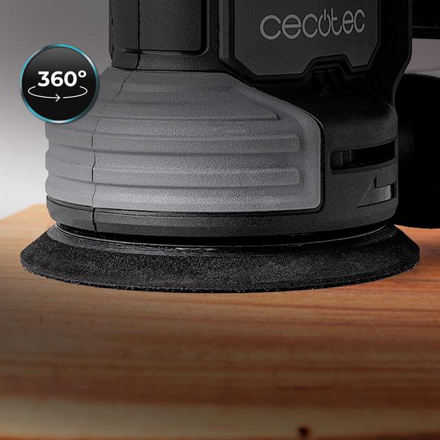 Cecotec PerfectSurface 2120 Rotate Lijadora Rotorbital A Batería 21V. Incluye 12 Recambios. Libertad Movimiento. Moviimiento Rotorbital 360º. Velocidad De 13.000rpm. Incluye Depósito De Polvo Y Conexión Para El Aspirador. Li