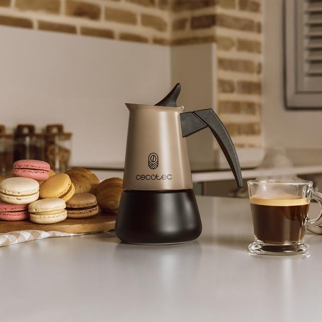 Cecotec Piccolina 200 Gold Cafetera Italiana Fabricada En Acero Inoxidable De Alta Calidad Ideal Para 2 Tazas De Café. Cafetera Italiana
