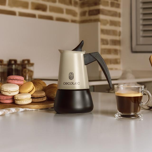 Cecotec Piccolina 200 Green Cafetera Italiana Fabricada En Acero Inoxidable De Alta Calidad Ideal Para 2 Tazas De Café. Cafetera Italiana