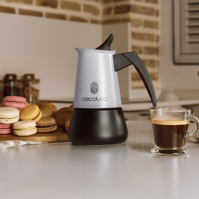 Cecotec Piccolina 400 Blue Cafetera Italiana Fabricada En Acero Inoxidable De Alta Calidad Ideal Para 4 Tazas De Café. Cafetera Italiana