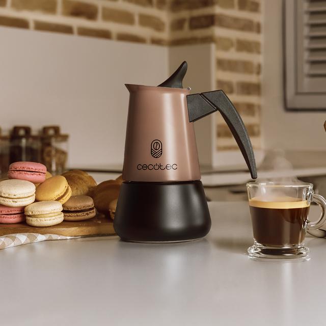 Cecotec Piccolina 400 Bronze Cafetera Italiana Fabricada En Acero Inoxidable De Alta Calidad Ideal Para 4 Tazas De Café. Cafetera Italiana