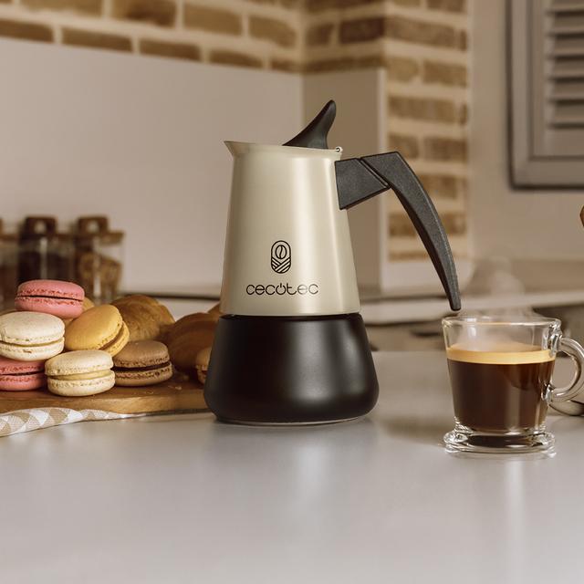 Cecotec Piccolina 400 Green Cafetera Italiana Fabricada En Acero Inoxidable De Alta Calidad Ideal Para 4 Tazas De Café. Cafetera Italiana