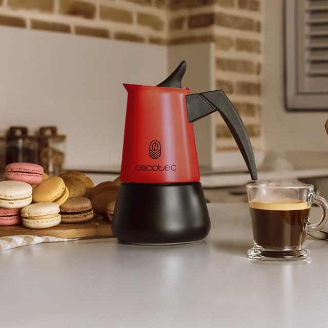 Cecotec Piccolina 400 Red Cafetera Italiana Fabricada En Acero Inoxidable De Alta Calidad Ideal Para 4 Tazas De Café. Cafetera Italiana