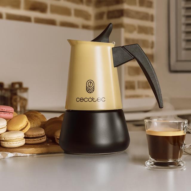 Cecotec Piccolina 600 Beige Cafetera Italiana Fabricada En Acero Inoxidable De Alta Calidad Ideal Para 6 Tazas De Café. Cafetera Italiana