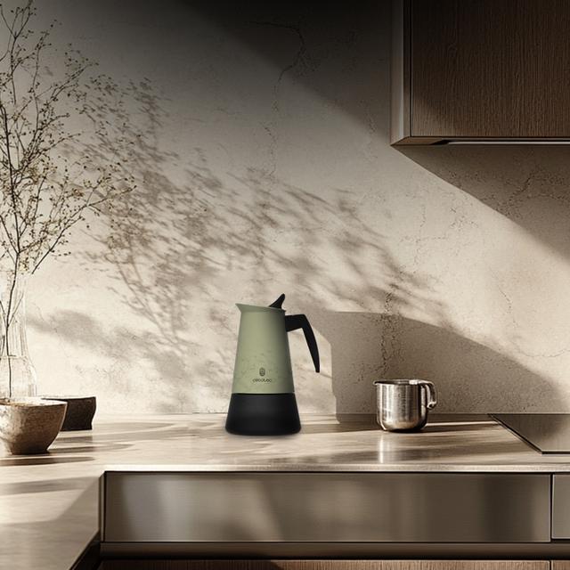 Cecotec Piccolina 600 Green Cafetera Italiana Fabricada En Acero Inoxidable De Alta Calidad Ideal Para 6 Tazas De Café. Cafetera Italiana