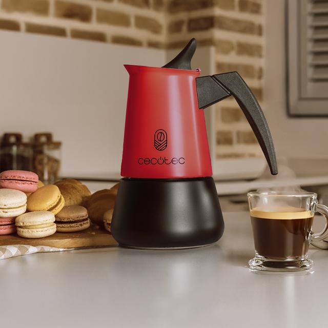 Cecotec Piccolina 600 Red Cafetera Italiana Fabricada En Acero Inoxidable De Alta Calidad Ideal Para 6 Tazas De Café. Cafetera Italiana