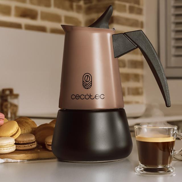 Cecotec Piccolina 900 Bronze Cafetera Italiana Fabricada En Acero Inoxidable De Alta Calidad Ideal Para 10 Tazas De Café. Cafetera Italiana