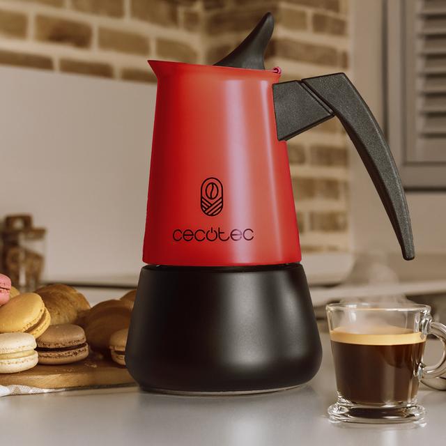 Cecotec Piccolina 900 Red Cafetera Italiana Fabricada En Acero Inoxidable De Alta Calidad Ideal Para 10 Tazas De Café. Cafetera Italiana 