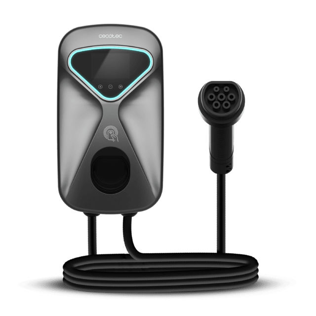 Cecotec PIT&STOP 7 kW Estación de carga para vehículos eléctricos 32A Y 7kW monofásico 5 metros de cable tipo 2 para coches eléctricos e híbridos enchufables Wall Box EV pantalla LCD protección IP65 apta para interior y e