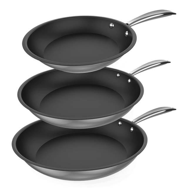 Cecotec Polka Classy 20-24-28 Bucket Steel. Set de Sartenes de 20-24-28 cm de diámetro de acero inoxidable 18/10 de alta calidad y durabilidad. Set de sartenes