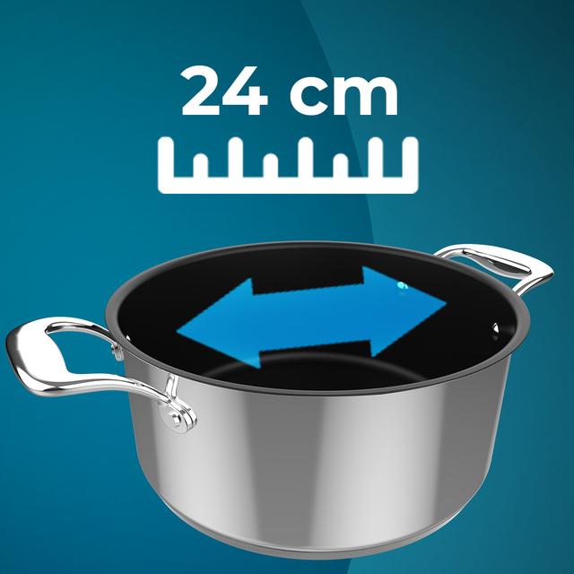 Cecotec Polka Classy 24 Pot Steel. Olla De 24 Cm De Diámetro Y Capacidad De 4 L. Asas Remachadas Y Tapa De Cristal Templado Y Acero Inoxidable Con Orificio Para Liberar Presión. Olla