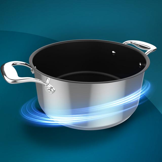 Cecotec Polka Classy 28 Pot Steel Olla De 28 Cm De Diámetro Y Capacidad De 7 5 L. Asas Remachadas Y Tapa De Cristal Templado Y Acero Inoxidable. Olla