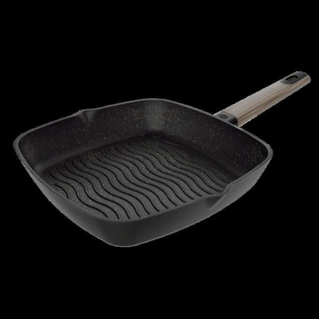 Cecotec Polka Excellence 28 Grill Force. Grill con Diámetro de 28 cm Aluminio Fundido Revestimiento antiadherente Apta para Lavavajillas y Todo tipo de cocinas Fondo indeformable Grill 