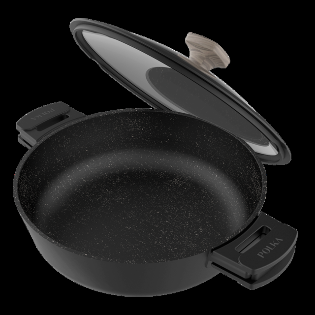 Cecotec Polka Excellence 28 Low Pot Force. Olla baja con Diámetro de 28 cm Aluminio Fundido Revestimiento antiadherente Apta para todo tipo de Cocinas y Lavavajillas Fondo indeformable Olla