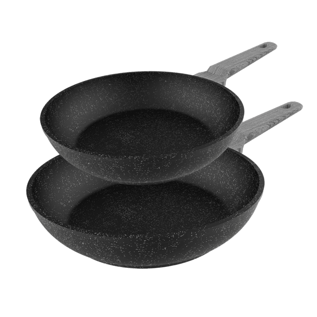 Cecotec Polka Exclusive 20-24 Bucket Set Wood&Rock. Set de Sartenes con Diámetro 20-24 cm Mango frío de Baquelita Aluminio Forjado Antiadherente Teflon Lavavajillas y Todo Tipo de Cocinas Set de sartenes