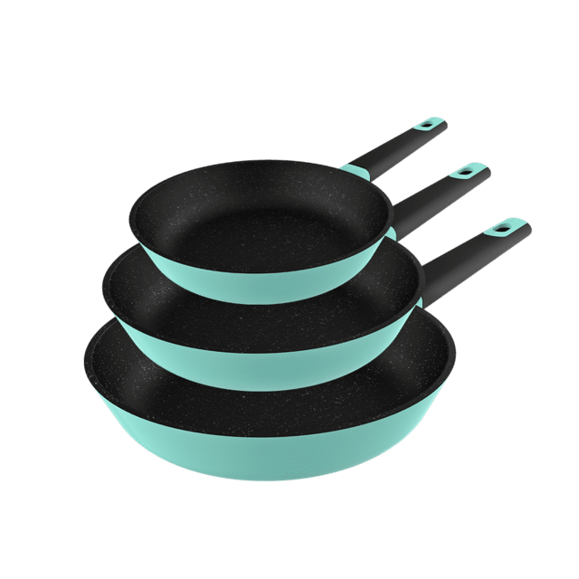 Cecotec Polka Experience 18-22-26 Bucket Set Shark. Set de Sartenes con Diámetro 18-22-26 Aluminio Fundido Revestimiento Antiadherente Apta para todo tipo de Cocinas y Lavavajillas Verde Set de 3 sartenes