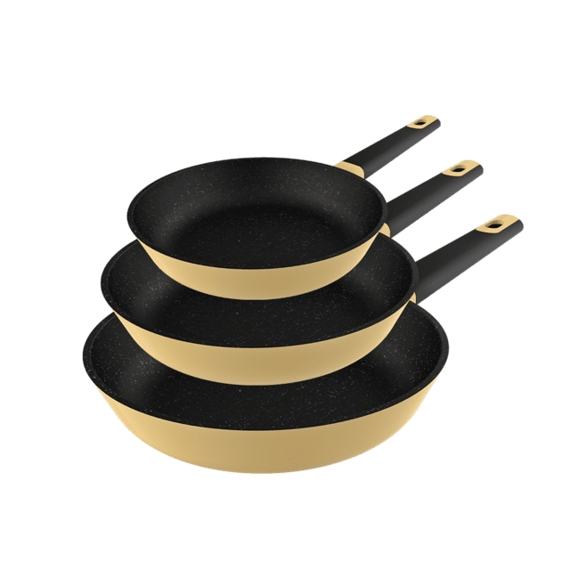 Cecotec Polka Experience 18-22-26 Bucket Set Vulcano. Set De Sartenes Con Diámetro 18-22-26 Aluminio Fundido Revestimiento Antiadherente Apta Para Todo Tipo De Cocinas Y Lavavajillas Amarillo Set De 3 Sartenes