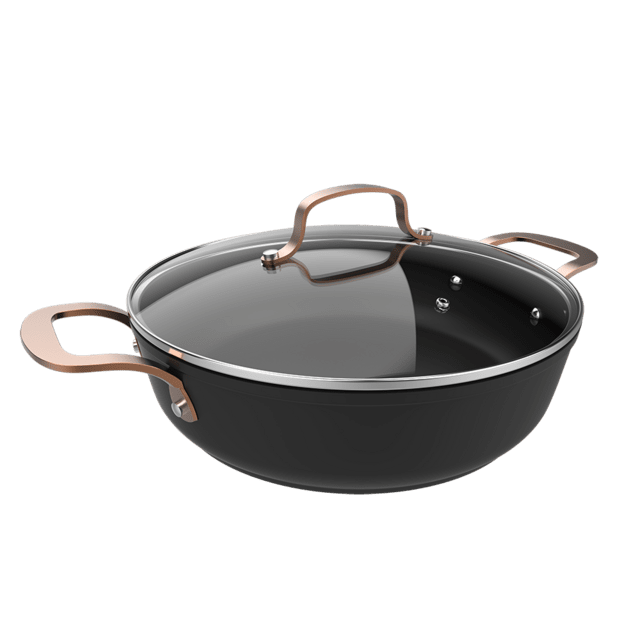 Cecotec Polka Fantasy 28 Low Pot Golden. Olla baja de 28 cm de diámetro y capacidad de 4 1 L con Revestimiento antiadherente de alta calidad. Apto para horno y todo tipo de cocinas Olla baja