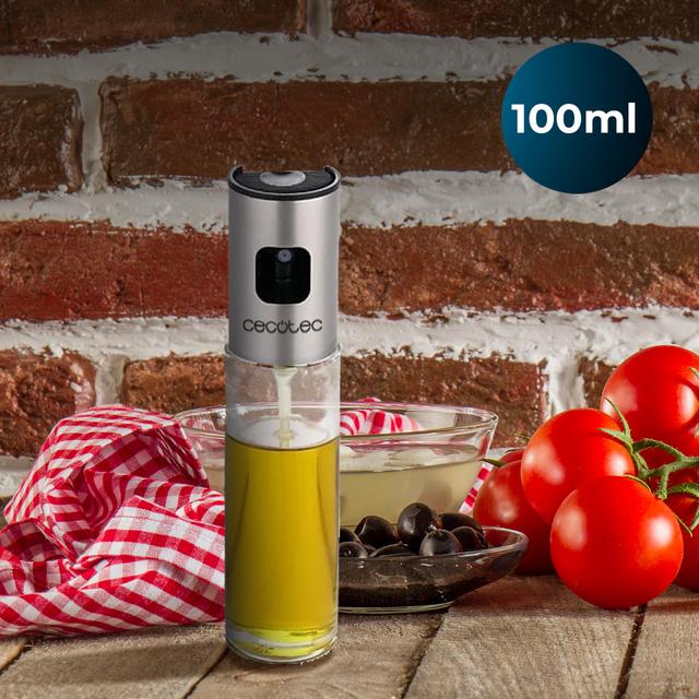 Cecotec Polka OilSpray 1000 Cecofry Aceitera De Spray De Vidrio Y Acero Inoxidable 304 De 100 Ml De Capacidad. Aceitera De Spray 