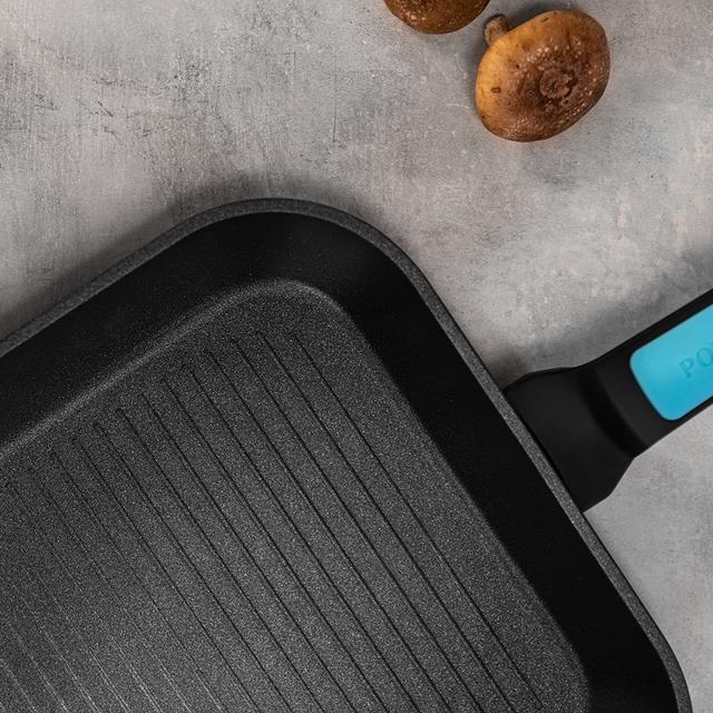 Cecotec Polka Platinum 28 Grill Thunder. Grill Con Diámetro De 28 Cm Aluminio Forjado Revestimiento Antiadherente Teflon Platinum Plus Apta Para Lavavajillas Y Todo Tipo De Cocinas Libre PFOA Sarten